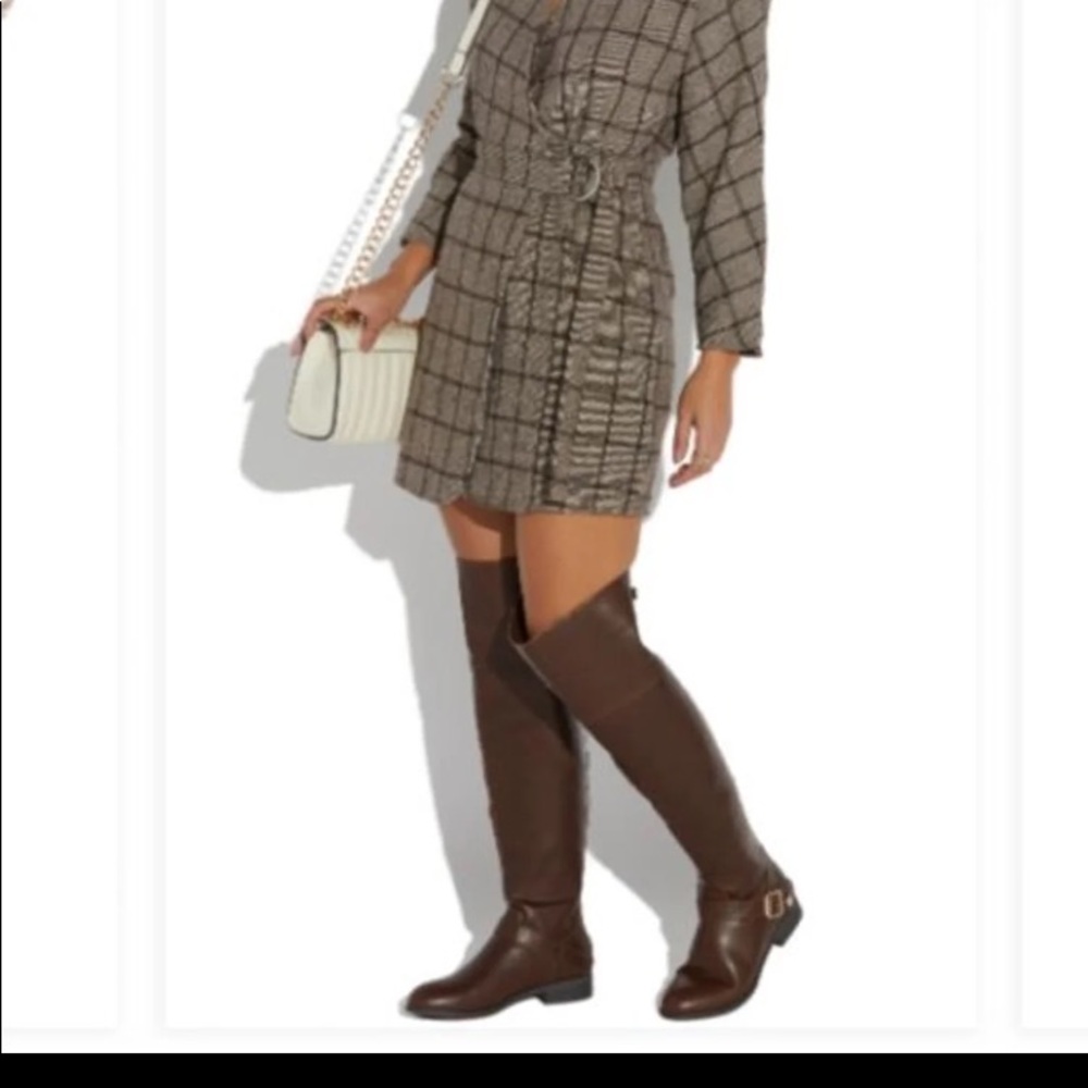 Brown Over The Knee Buckled Boots